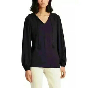 NEW! Lauren Ralph Lauren Women’s L Linen-Blend Blouson Top NWT $79.50